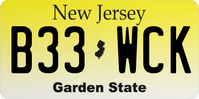 NJ license plate B33WCK