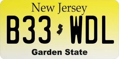 NJ license plate B33WDL