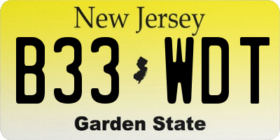 NJ license plate B33WDT