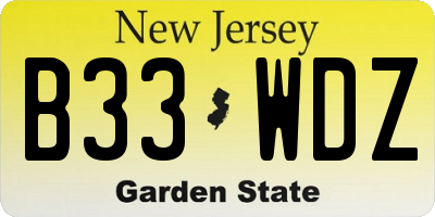 NJ license plate B33WDZ