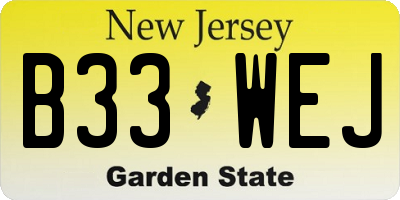 NJ license plate B33WEJ