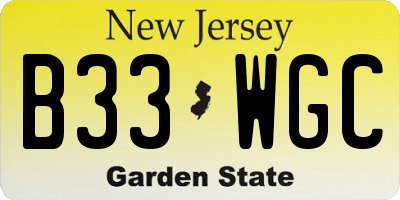 NJ license plate B33WGC