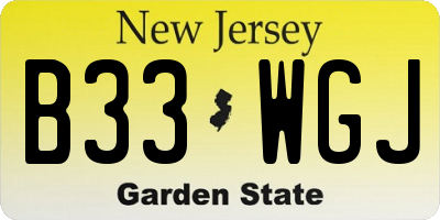 NJ license plate B33WGJ