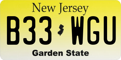NJ license plate B33WGU