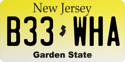 NJ license plate B33WHA