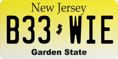 NJ license plate B33WIE