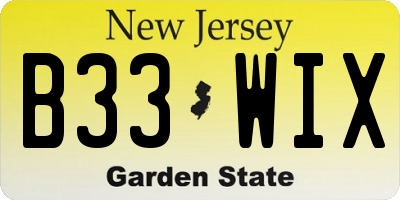 NJ license plate B33WIX