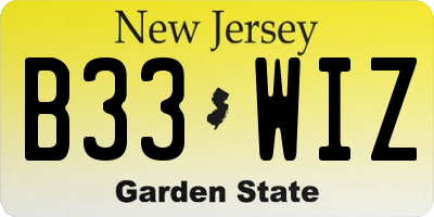 NJ license plate B33WIZ