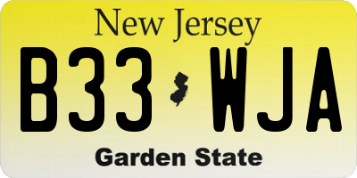 NJ license plate B33WJA