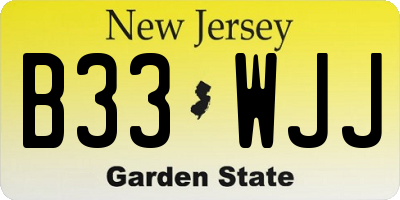 NJ license plate B33WJJ