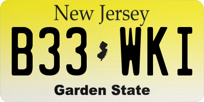 NJ license plate B33WKI