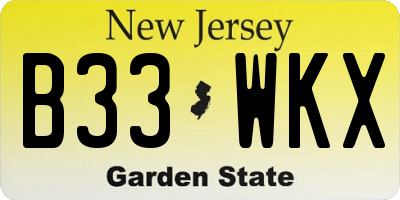 NJ license plate B33WKX