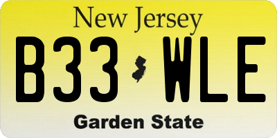 NJ license plate B33WLE