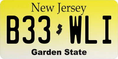 NJ license plate B33WLI