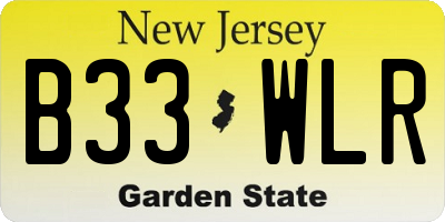 NJ license plate B33WLR