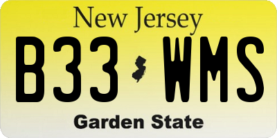 NJ license plate B33WMS