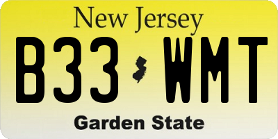NJ license plate B33WMT