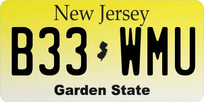 NJ license plate B33WMU