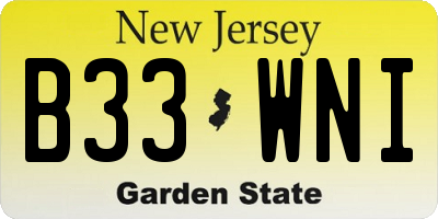 NJ license plate B33WNI