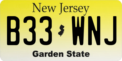 NJ license plate B33WNJ