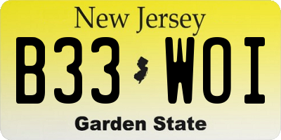 NJ license plate B33WOI