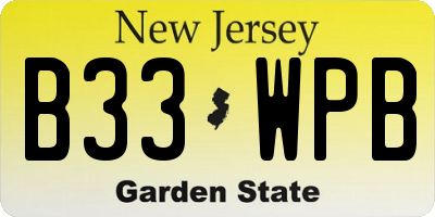 NJ license plate B33WPB