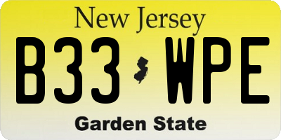 NJ license plate B33WPE