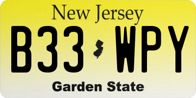 NJ license plate B33WPY
