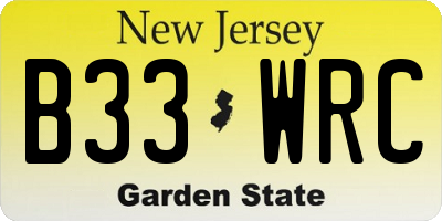NJ license plate B33WRC