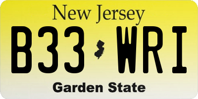 NJ license plate B33WRI