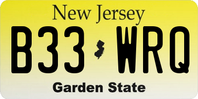 NJ license plate B33WRQ