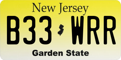 NJ license plate B33WRR