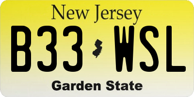 NJ license plate B33WSL