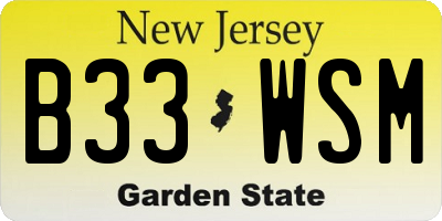 NJ license plate B33WSM
