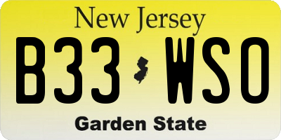 NJ license plate B33WSO