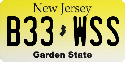 NJ license plate B33WSS