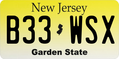 NJ license plate B33WSX