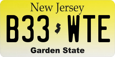 NJ license plate B33WTE