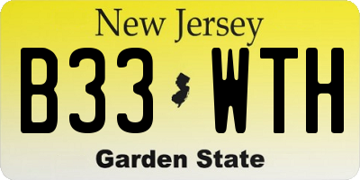 NJ license plate B33WTH