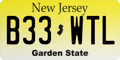 NJ license plate B33WTL