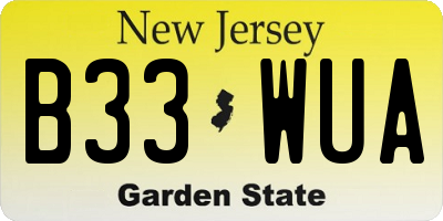 NJ license plate B33WUA