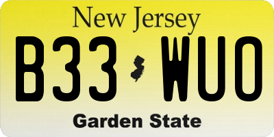 NJ license plate B33WUO