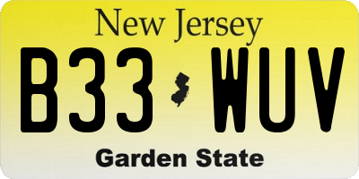 NJ license plate B33WUV