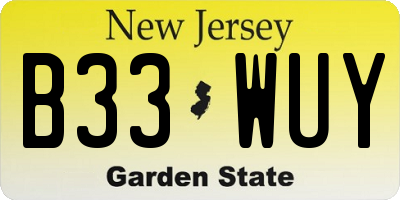 NJ license plate B33WUY