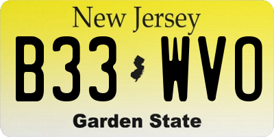 NJ license plate B33WVO