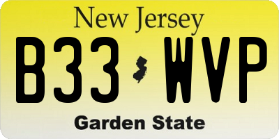 NJ license plate B33WVP
