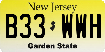 NJ license plate B33WWH