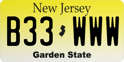 NJ license plate B33WWW