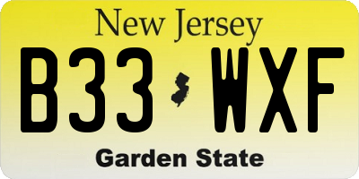 NJ license plate B33WXF