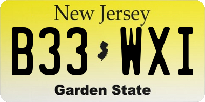 NJ license plate B33WXI